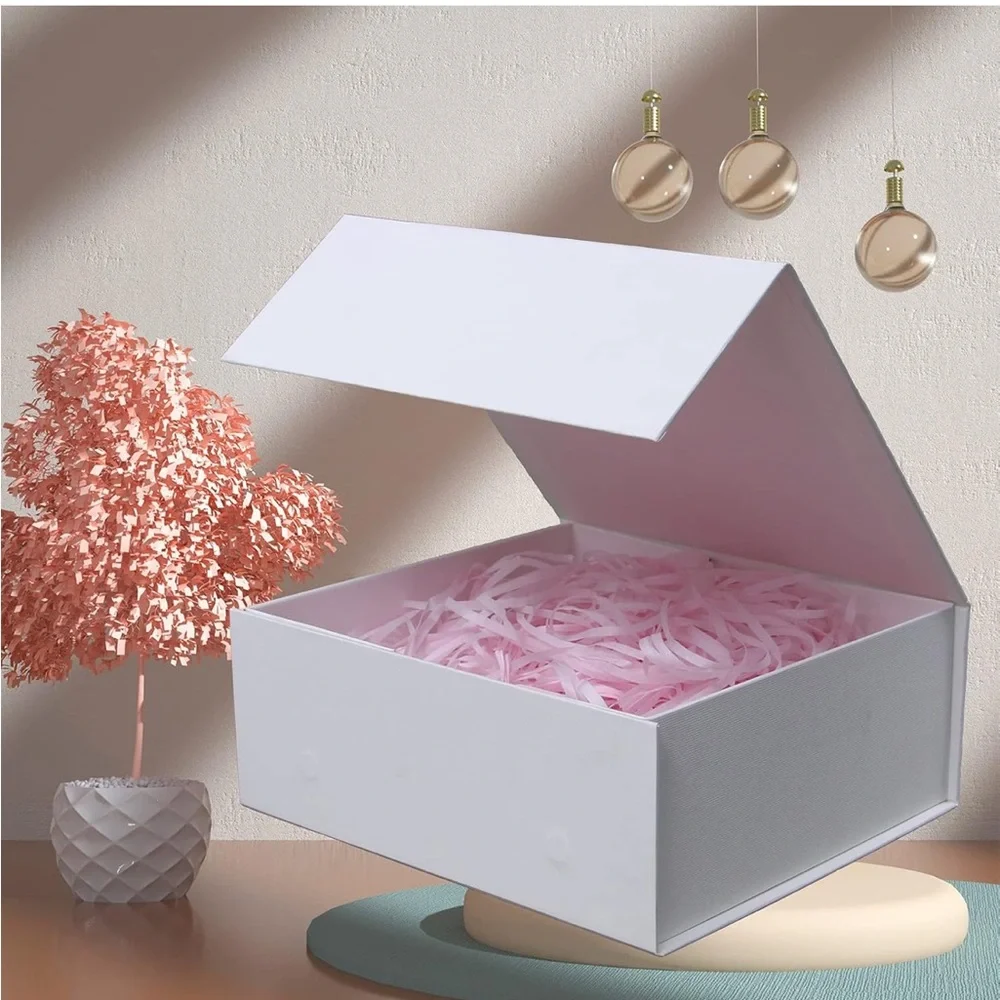 Set of 4- Rsgift 7.8x7x3.1 Inches,White‎ Gift Box with Lid,Collapsible